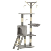 Tiragraffi albero per gatti cuccia per gatti giocattolo peluche sisal 138 cm grigio 3702036