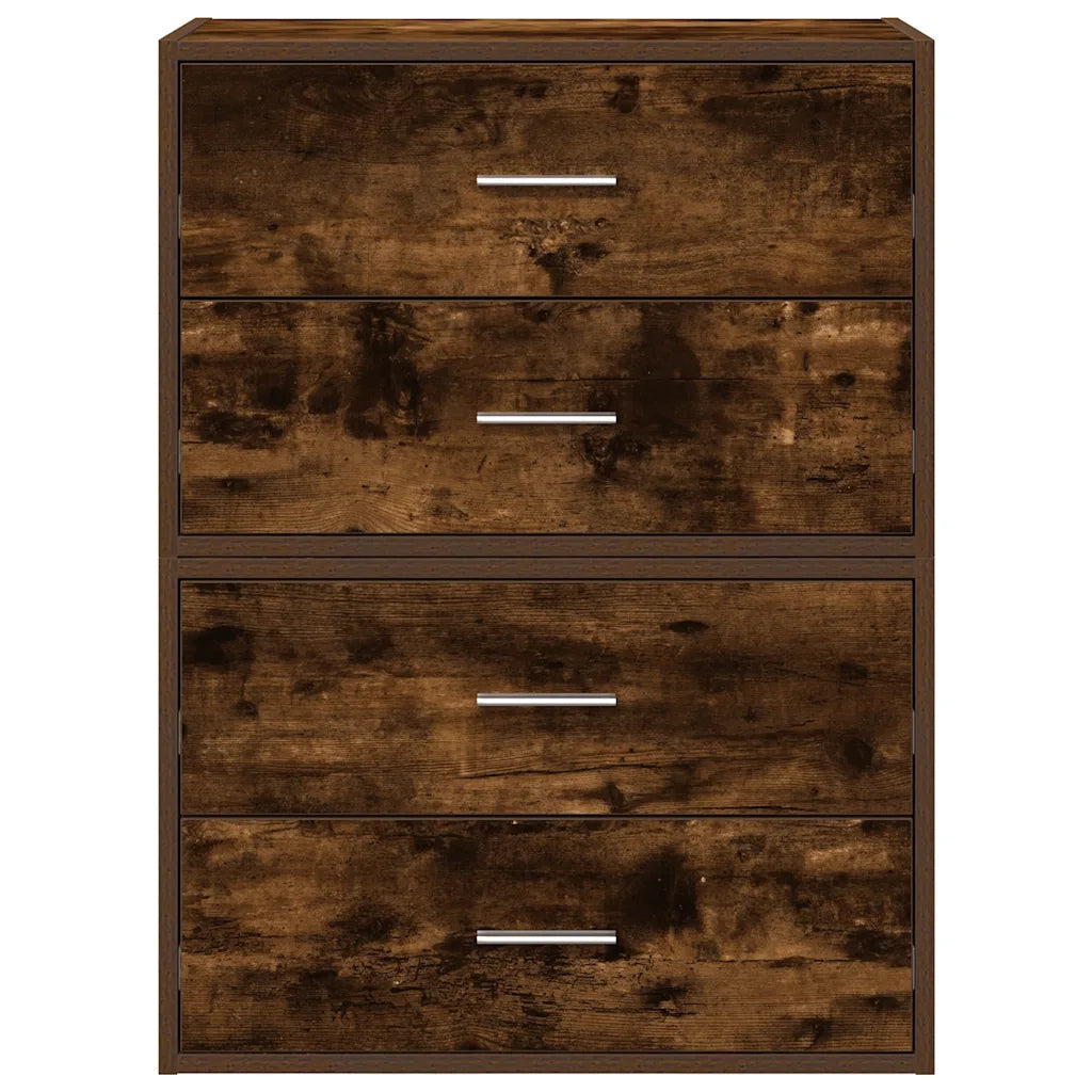 Armadi con 2 Cassetti 2 pz Rovere Fumo 60x31x40cm in Truciolato 858830