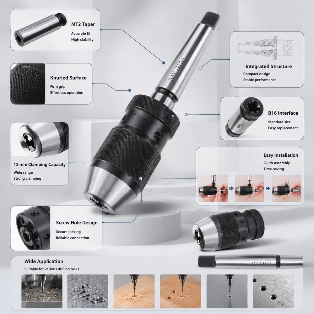 MT2-B16 Quick-release Drill Chuck With 13 Mm Clamping Range