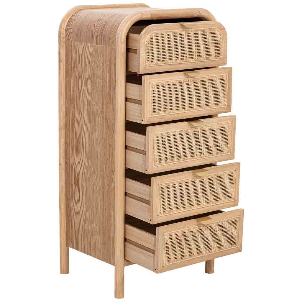 Cassapanca in legno e rattan marrone 46x37x100h cm