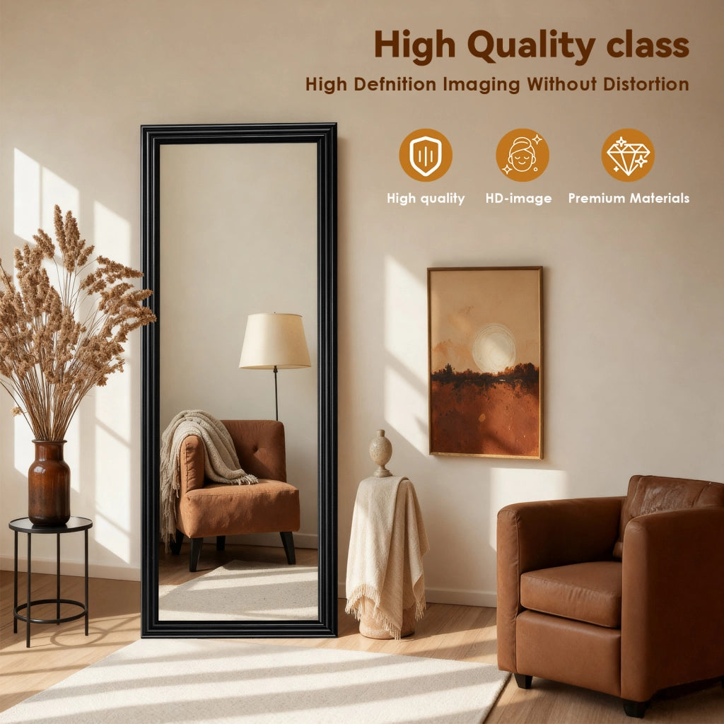 SPECCHIO Intero 160x50 cm Nero con base metallica inclinabile