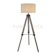 Lampada da terra Easel - Legno chiaro e paralume in lino Ceeam