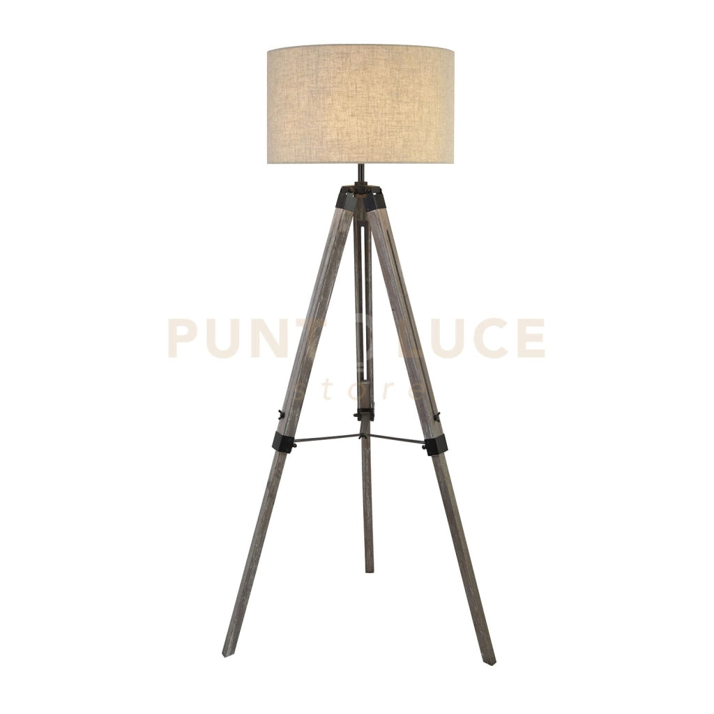 Lampada da terra Easel - Legno chiaro e paralume in lino Ceeam