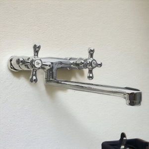 Rubinetto bagno cucina vintage epoca a parete per lavanderia o lavabo a canna dritta