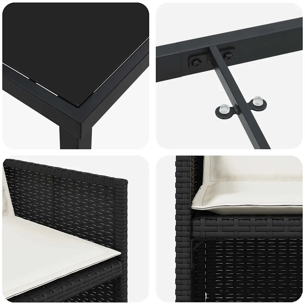 Set da Pranzo per Giardino 5 pcs Nero polyrattan 3380589