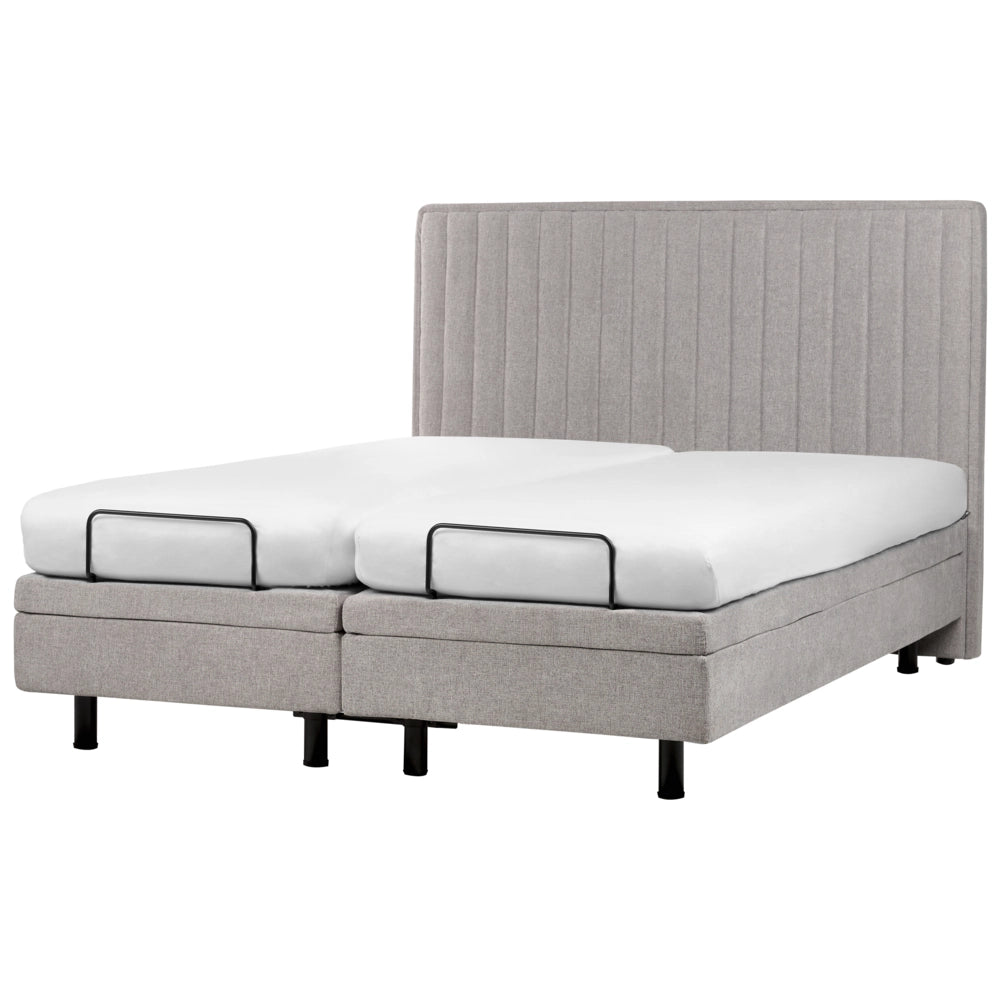 Letto Tessuto Grigio Chiaro Elettrico Regolabile con Telecomando 160 x 200 cm