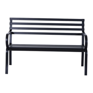 Panca da Giardino 2 Posti in Metallo 127x62x82 cm  Nero