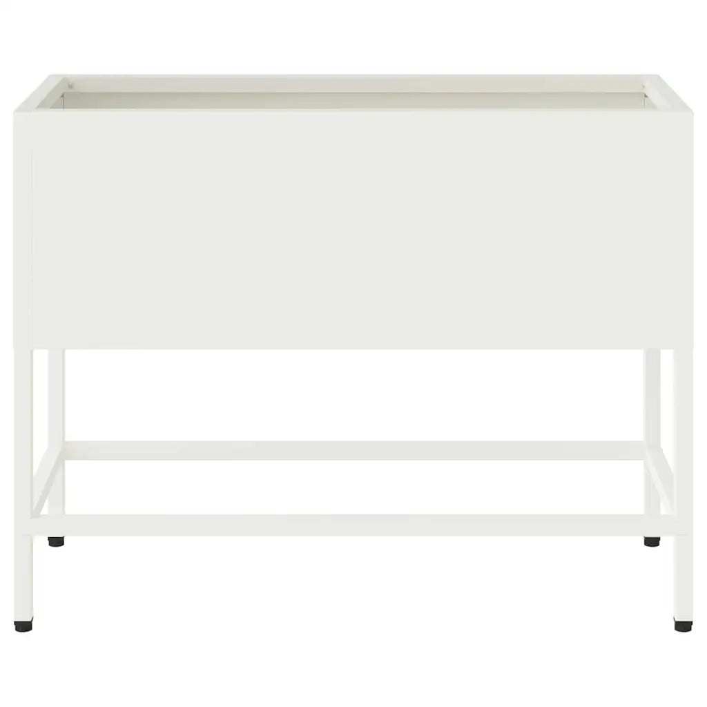 Vaso da giardino-Fioriera Esterno-Contenitore per Piante Rialzato Bianco 60 x 26 x 45 cm Acciaio
