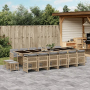 Set Pranzo da Giardino 17 pz con Cuscini Beige Misto Polyrattan