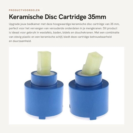 Caricatore 2 pezzi - Disco ceramico - 35 mm - Valvola di sostituzione - Per vasche da bagno/doccia - Altezza totale 59 mm - Pezzo di rubinetto