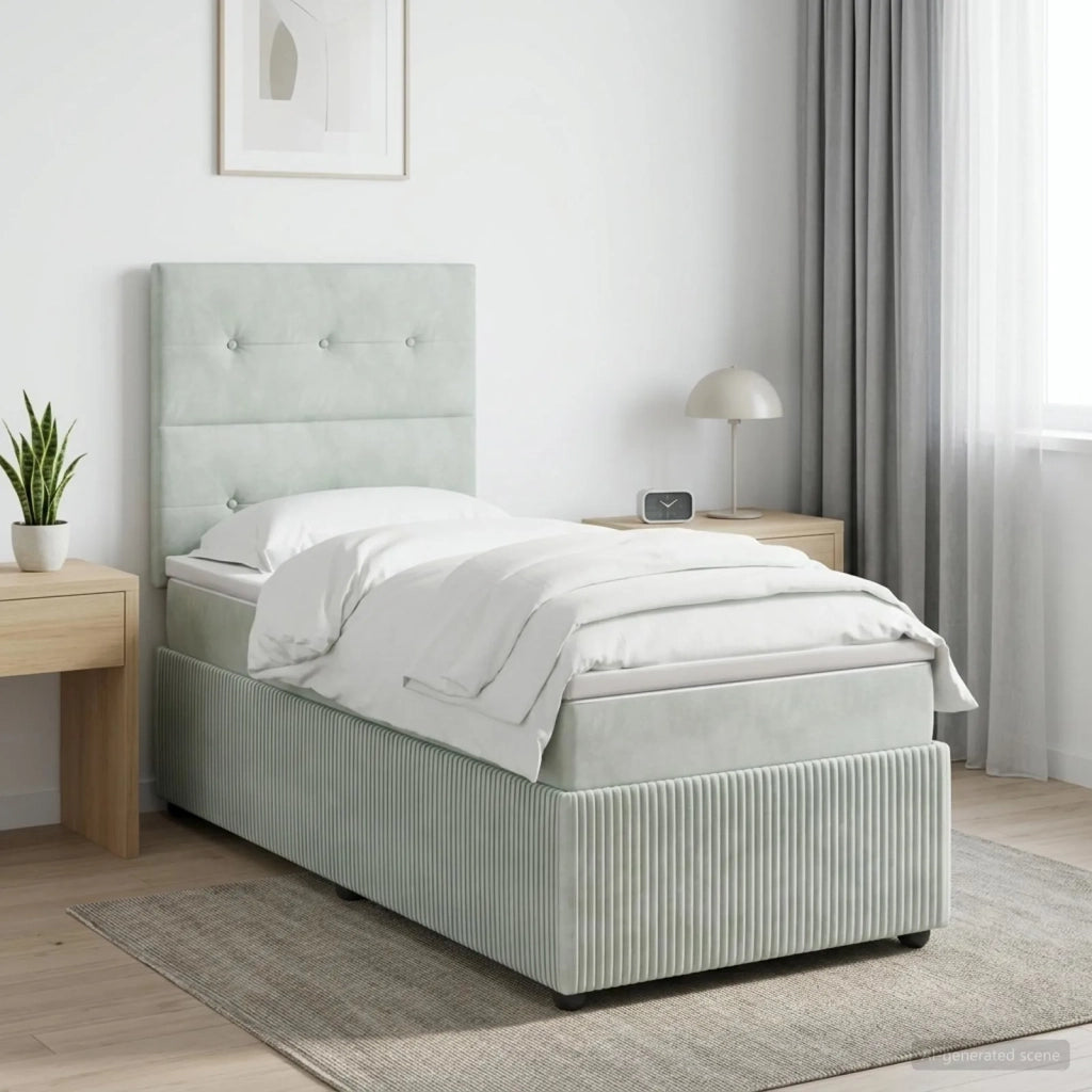Letto Box Spring LED con Materasso Grigio Chiaro 80 x 200 cm 3455957