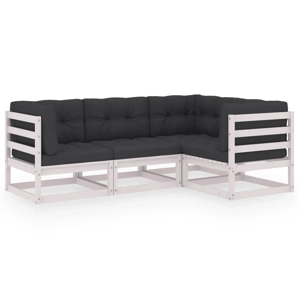 Set Divani da Giardino 4 pz con Cuscini Legno Massello Pino cod mxl 54343