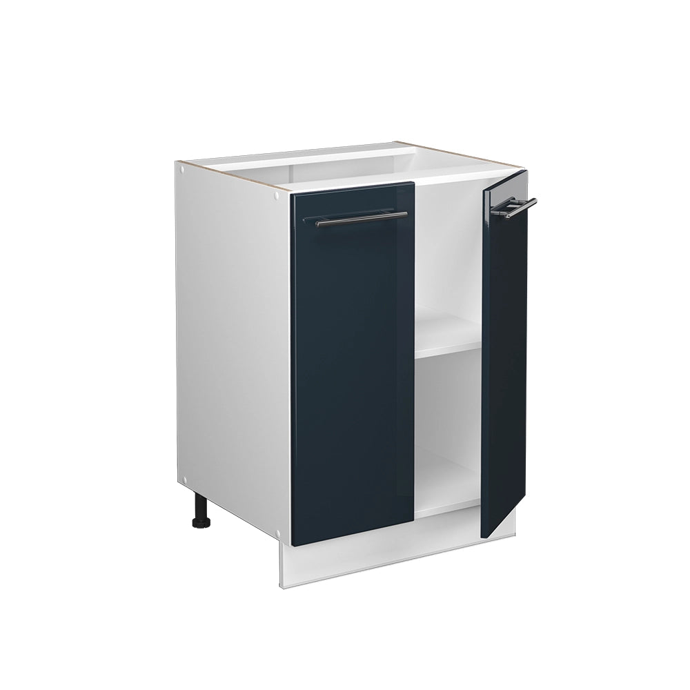 Mobiletto base cucina Fame-Line Blu scuro lucido/Bianco 60 cm, PL Antracite Vicco