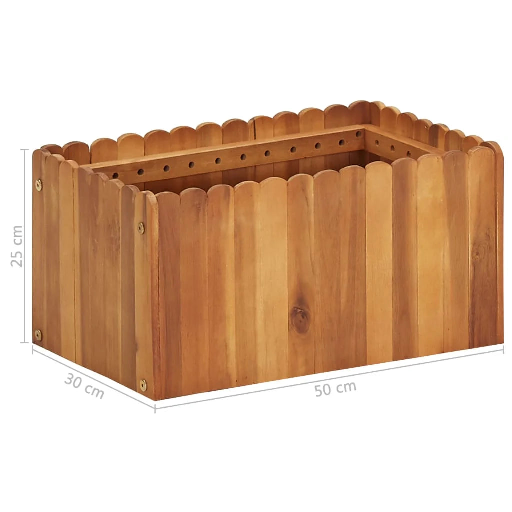 Fioriera rialzata per piante e fiori giardino 50 x 30 x 25 cm legno massello di acacia 02_0001067