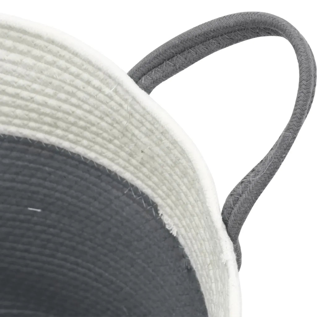 Cestino Portaoggetti Grigio e Bianco ?38x46 cm in Cotone CFW4229413