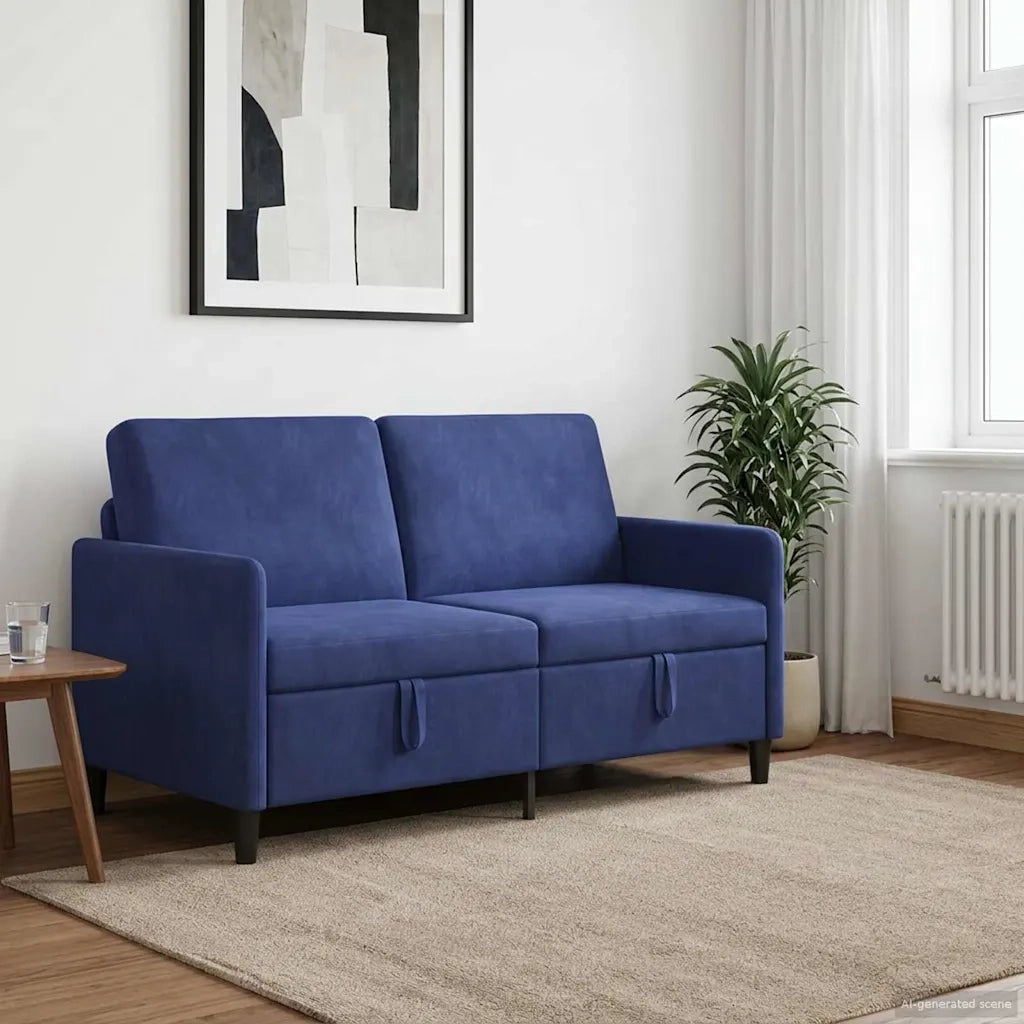 Divano con Storage Blu Polizia 152 x 78 x 87 cm Poliestere 42036945