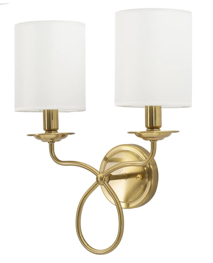 Lampada da Muro Zagabria 35,5x17x43 cm in Ferro e Tessuto Oro e Bianco