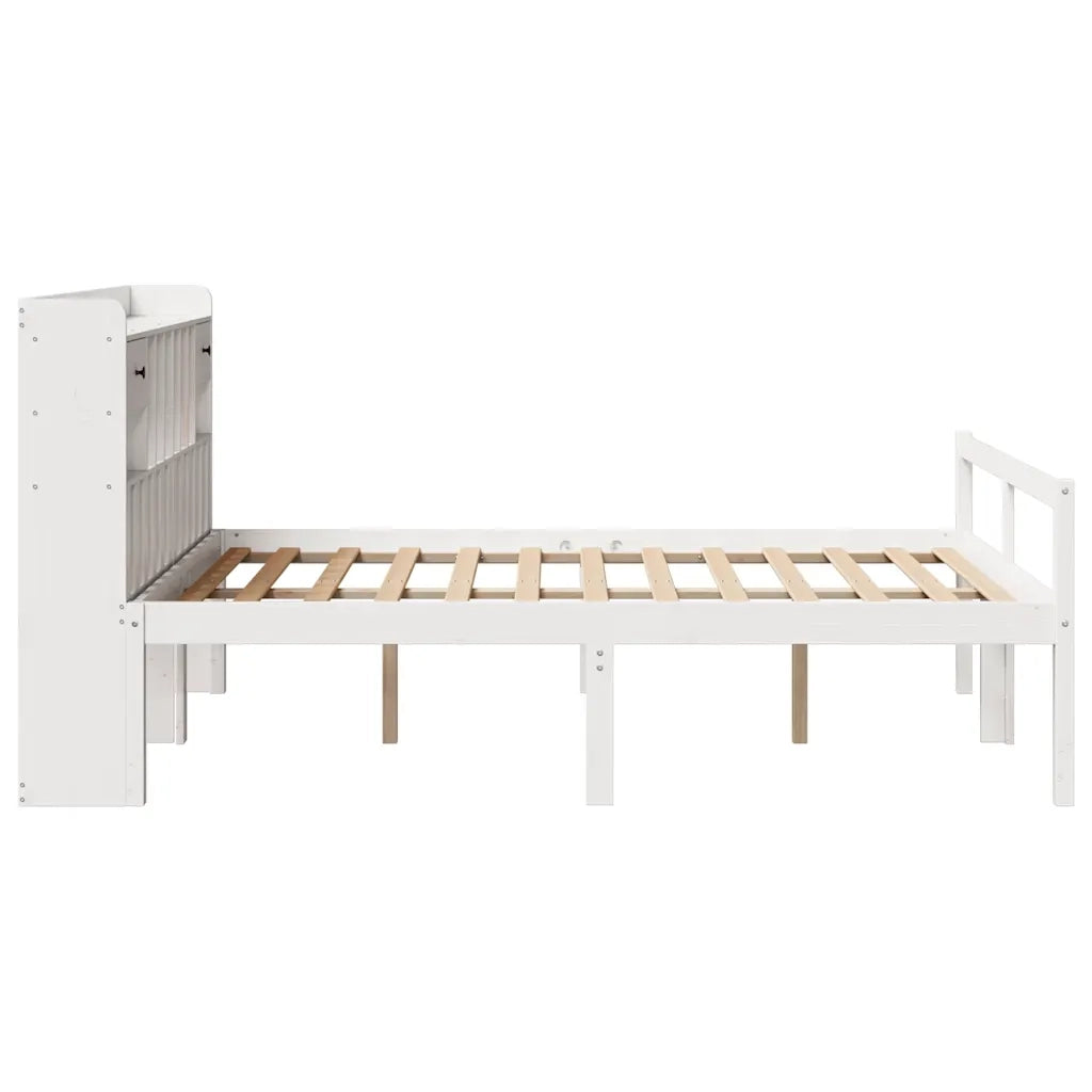 Letto Libreria senza Materasso Bianco 150x200 cm Legno di Pino 3322058