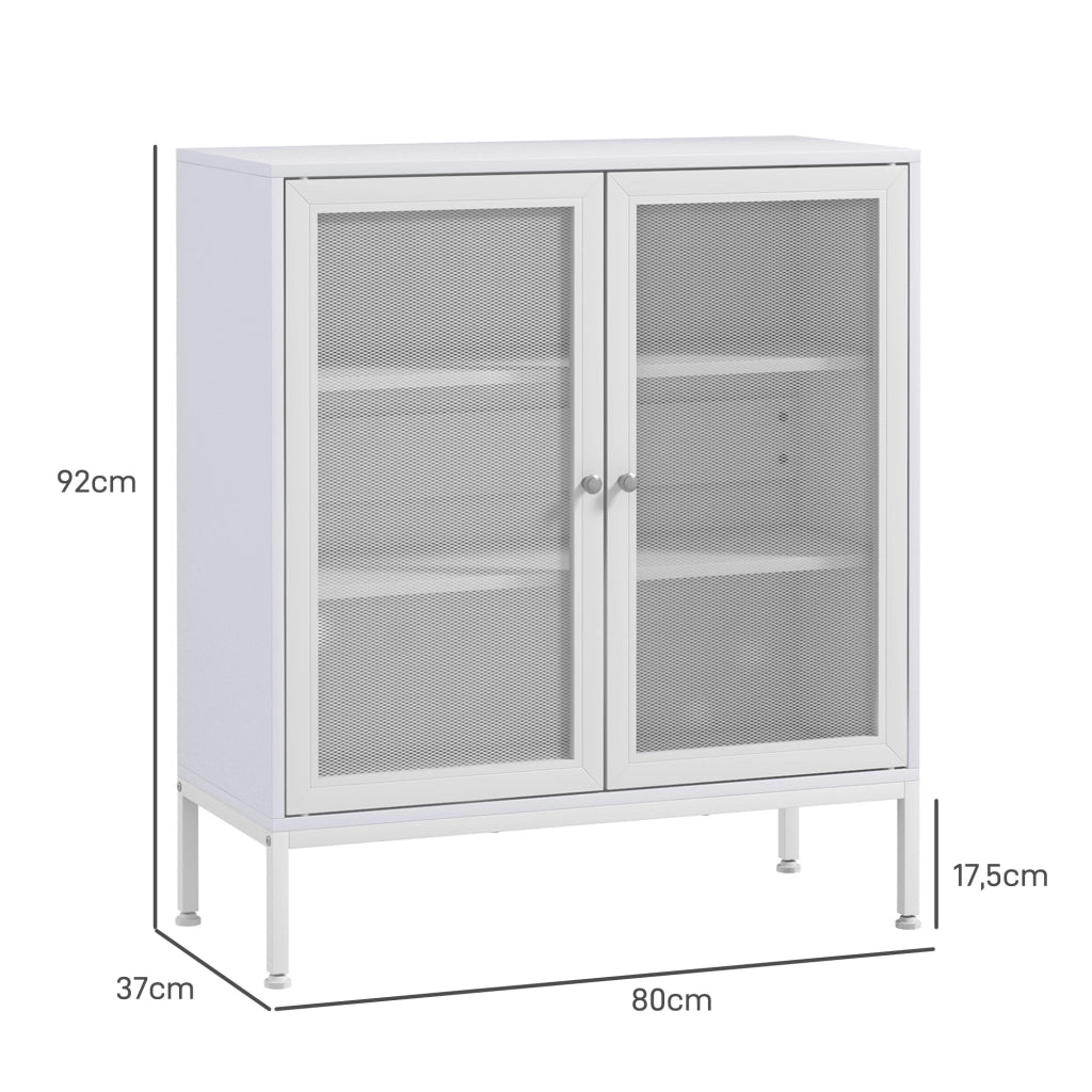 Consolle Ingresso con Ante Metallo e Ripiani ¨C Xylo ¨C Bianco 80x37x92 cm
