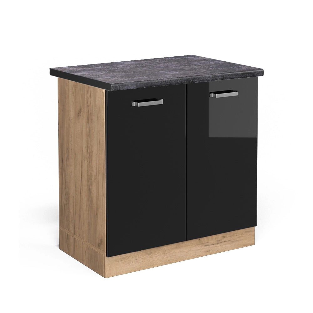 Vicco Mobile lavello cucina Nero lucido 80 cm , PL Antracite