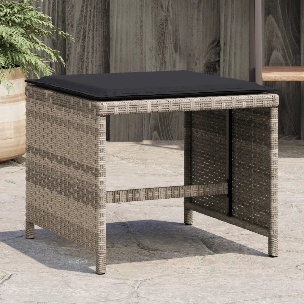 Sgabelli Giardino Cuscini 4 pz Grigio Chiaro 40x40x35 Polyrattan CFW9209071