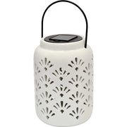 Lampada solare ceramica grande c/appendino bianco