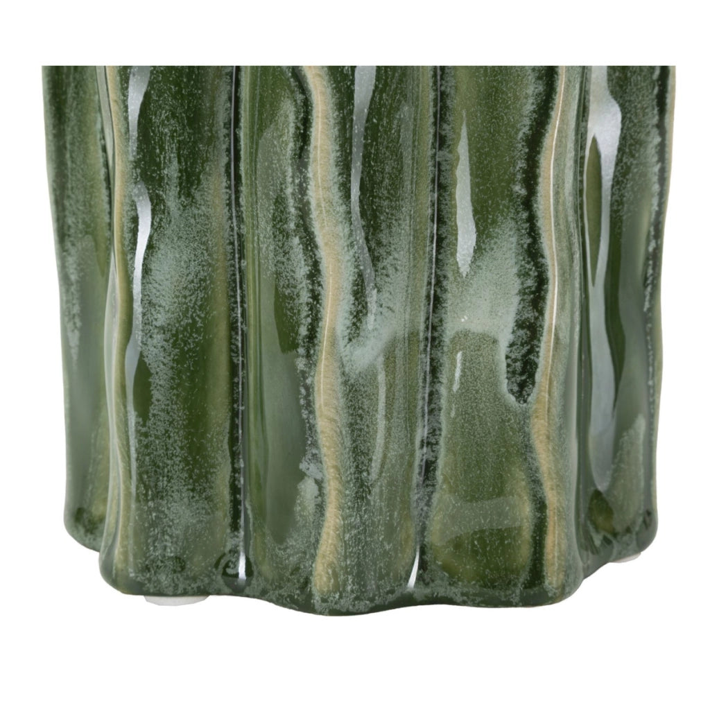Vaso Decorativo VKH848, Verde, Ceramica, 12x12x31,5 cm