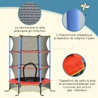 Trampolino per Bambini con Tappeto Elastico, Rete di Sicurezza e Pali Imbottiti, Età 3-10 Anni, Blu