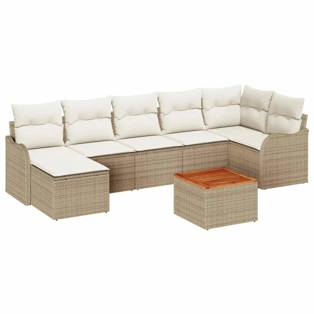 Set Divano da Giardino 8 pcs Beige e Crema polyrattan 3356153