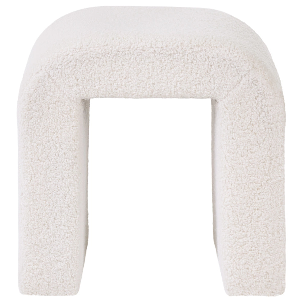 Pouf bianco sporco Rivestimento in bouclé Pouf a forma di U Design moderno Accessori per il soggiorno