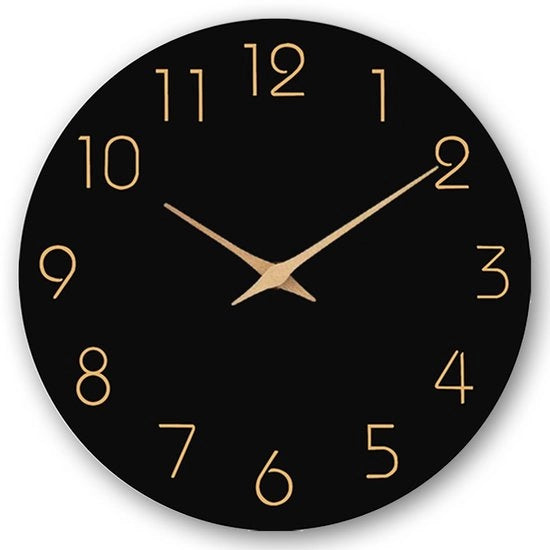 Orologio a muro in legno, orologi da parete, orologio da cucina 30CM orologio a muro senza tic, orologio a muro in legno, grande orologio moderno per soggiorno cucina camera da letto ufficio (nero)