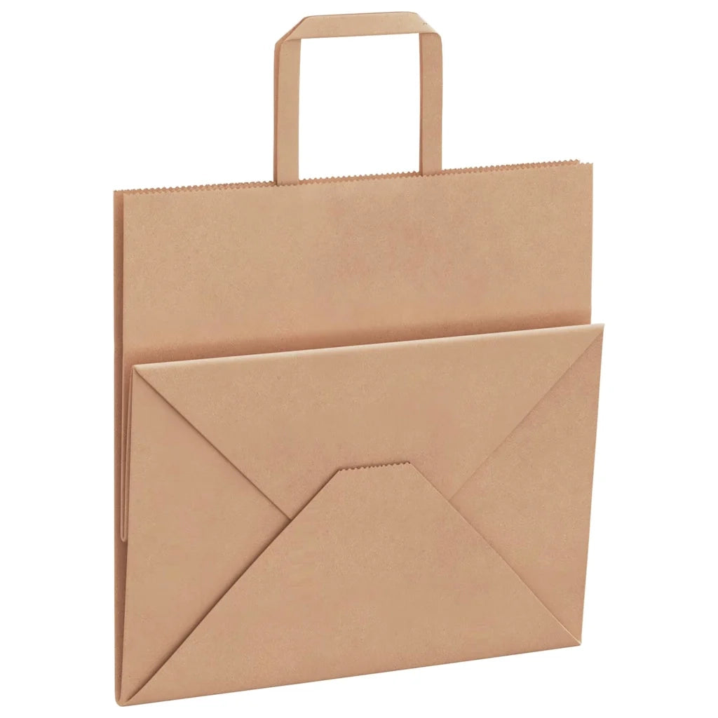 Sacchetti di Carta 250 pz con Manici Marrone 26x17x25 cm