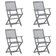 vidaXL Sedie da Giardino Pieghevoli 4pz con Cuscini in Massello Acacia