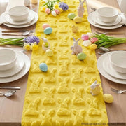 Tavolo da pranzo con panno morbido giallo 33 x 183 cm