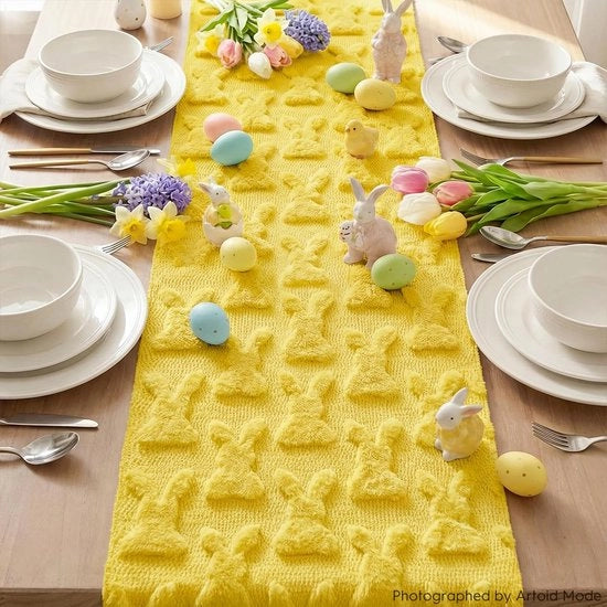 Tavolo da pranzo con panno morbido giallo 33 x 183 cm