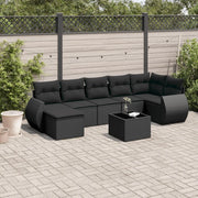 Set Divani da Giardino con Cuscini 8 pz Nero in Polyrattan 3254022