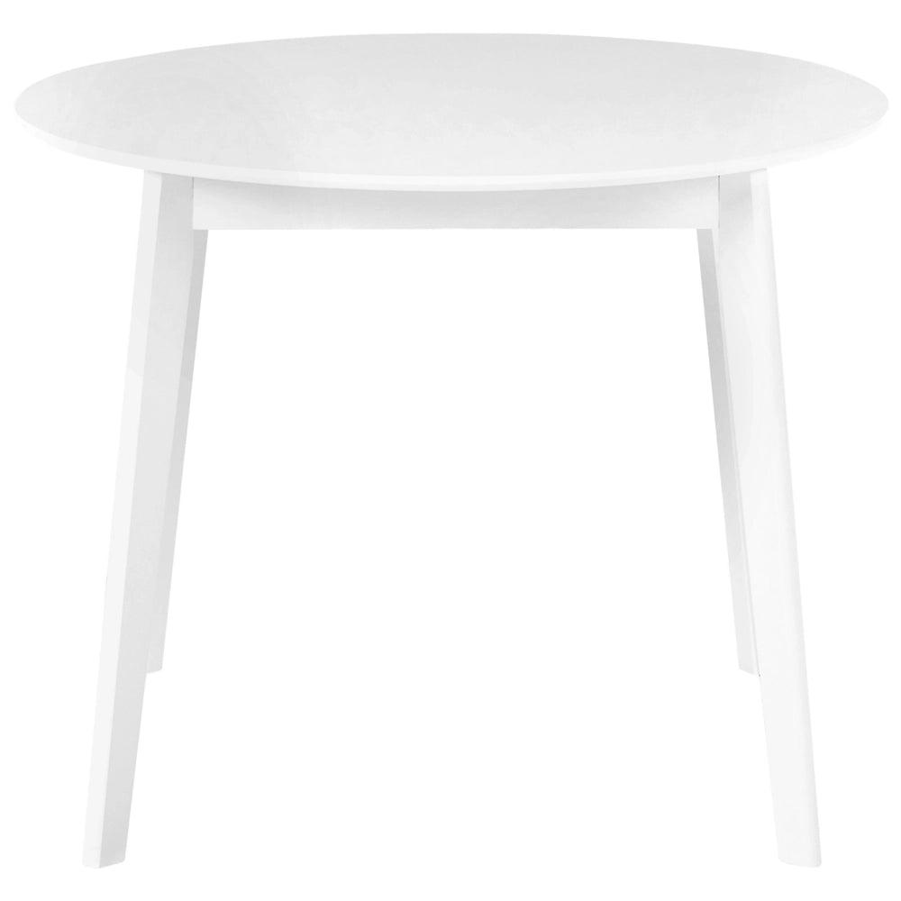 Tavolo da pranzo MDF bianco 100 cm con piano rotondo gambe in legno tavolo da cucina scandinavo
