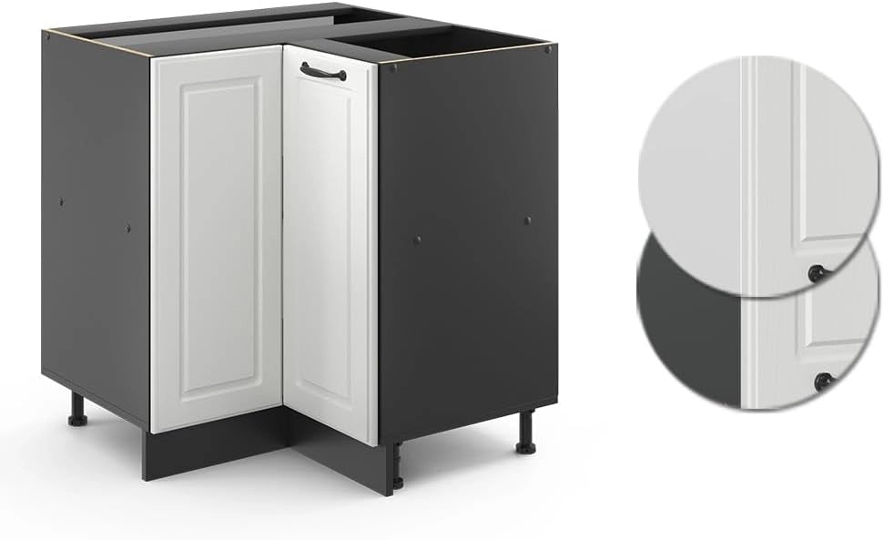 Mobile ad angolo cucina R-Line, Bianco casa di campagna, 75.6 cm senza piano di lavoro, per la libera combinazione all'interno di sistemi cucina modulari