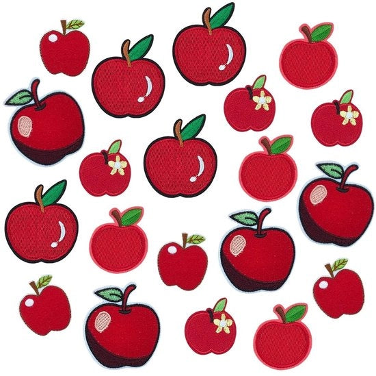 Applicazioni per abbigliamento 20 pezzi - Adesivi opacchi - Adesivi per capi di abbigliamento - Adesivi da cucire - Adesivi per cappelli - Materiale: poliestere - Colore: rosso arancione