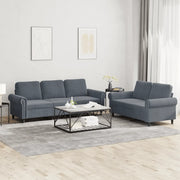 Set di Divani 2 pz con Cuscini Grigio Scuro in Vellutocod mxl 131054