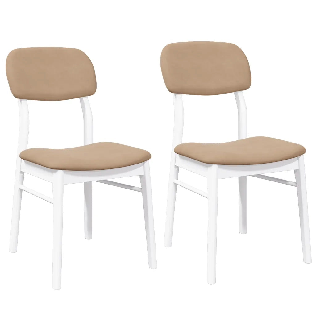 Sedie da Pranzo con Cuscini 2 pz Bianco Legno Massello di Hevea