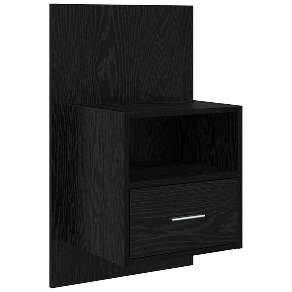 Testiera | Testata con Comodino 3 pcs Rovere Nero Legno multistrato