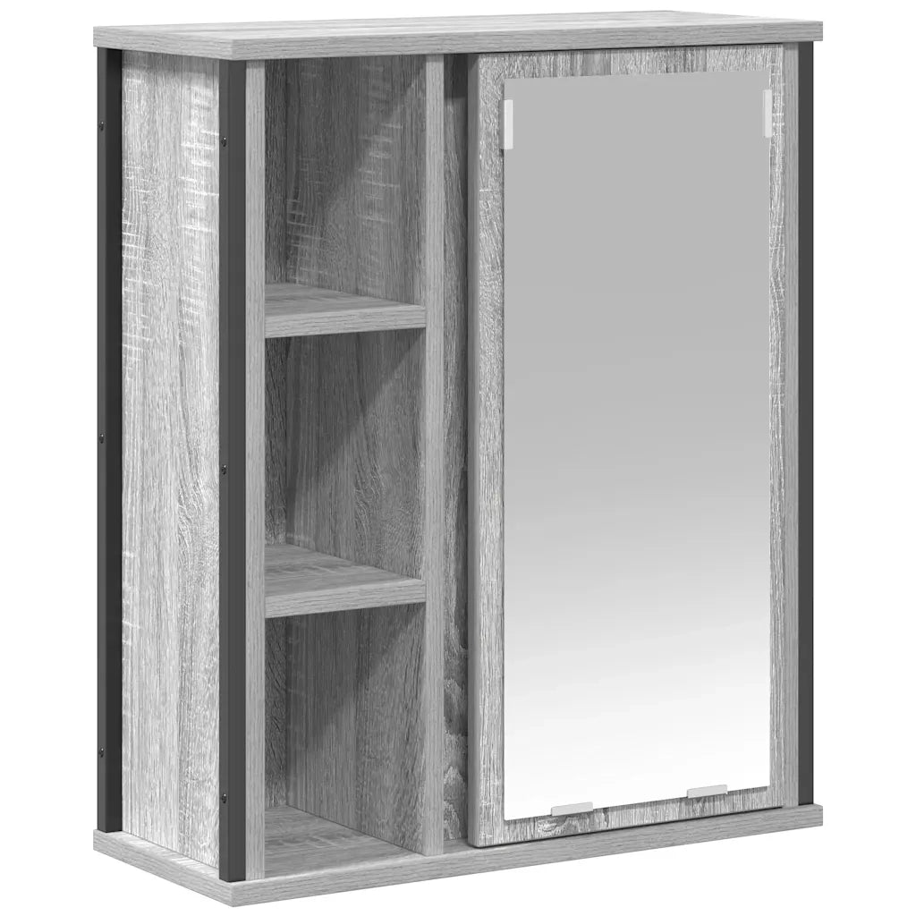 Pensile da Bagno | Armadio da bagno con Specchio Grigio Sonoma 50x21x60 cm