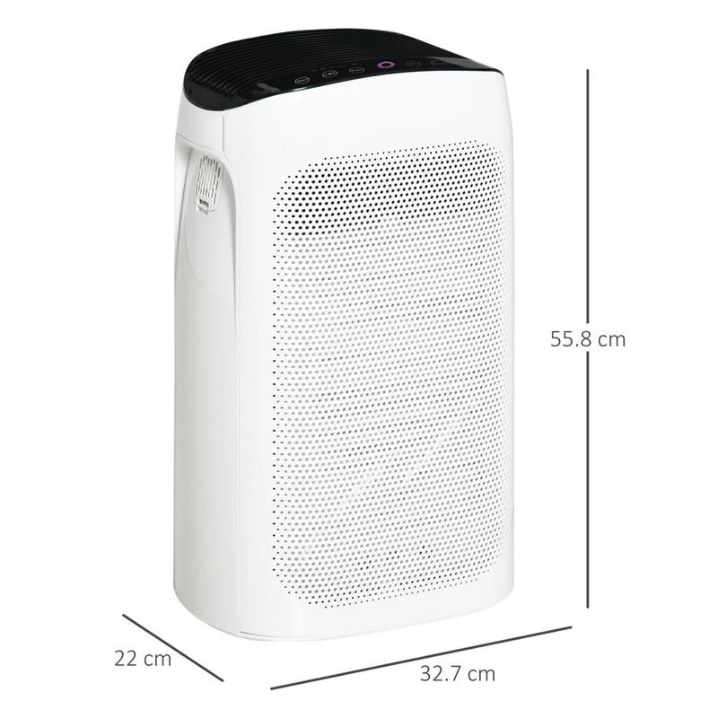PURIFICATORE D'ARIA FILTRO HEPA TRIPLO STRATO, 3 VELOCITÀ, MODALITÀ SONNO E TIMER, 32.7X22X55.8CM, BIANCO