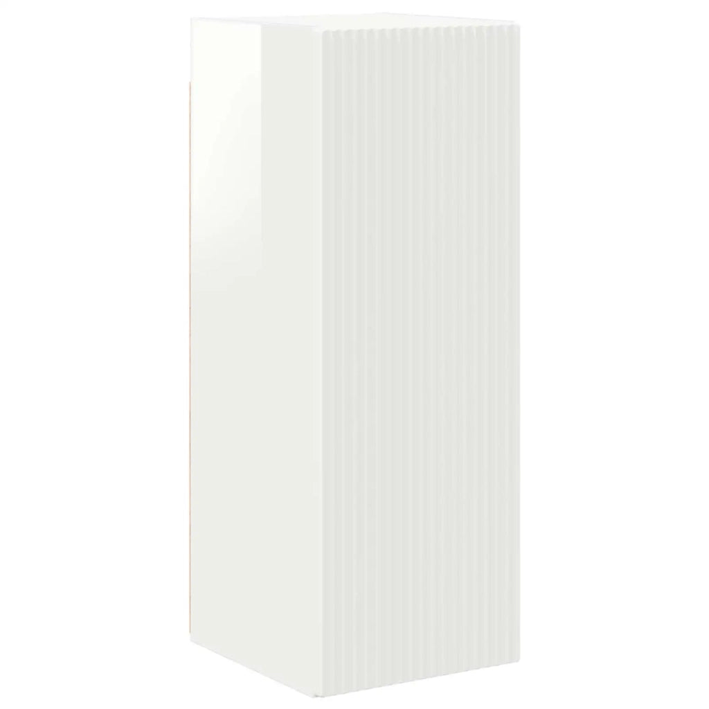Set mobile TV 2 pz-Credenza per TV Bianco Lucido Legno multistrato 972927