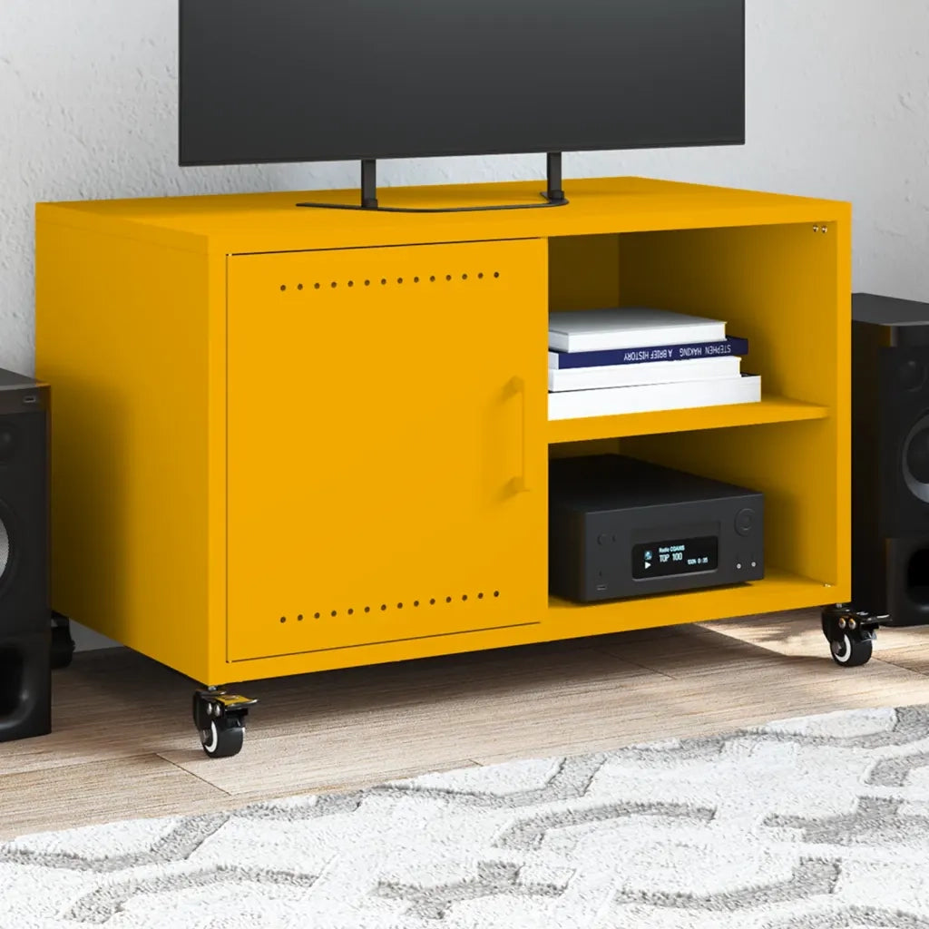 Mobile TV Giallo Senape 68x39x43,5 cm in Acciaio 846671
