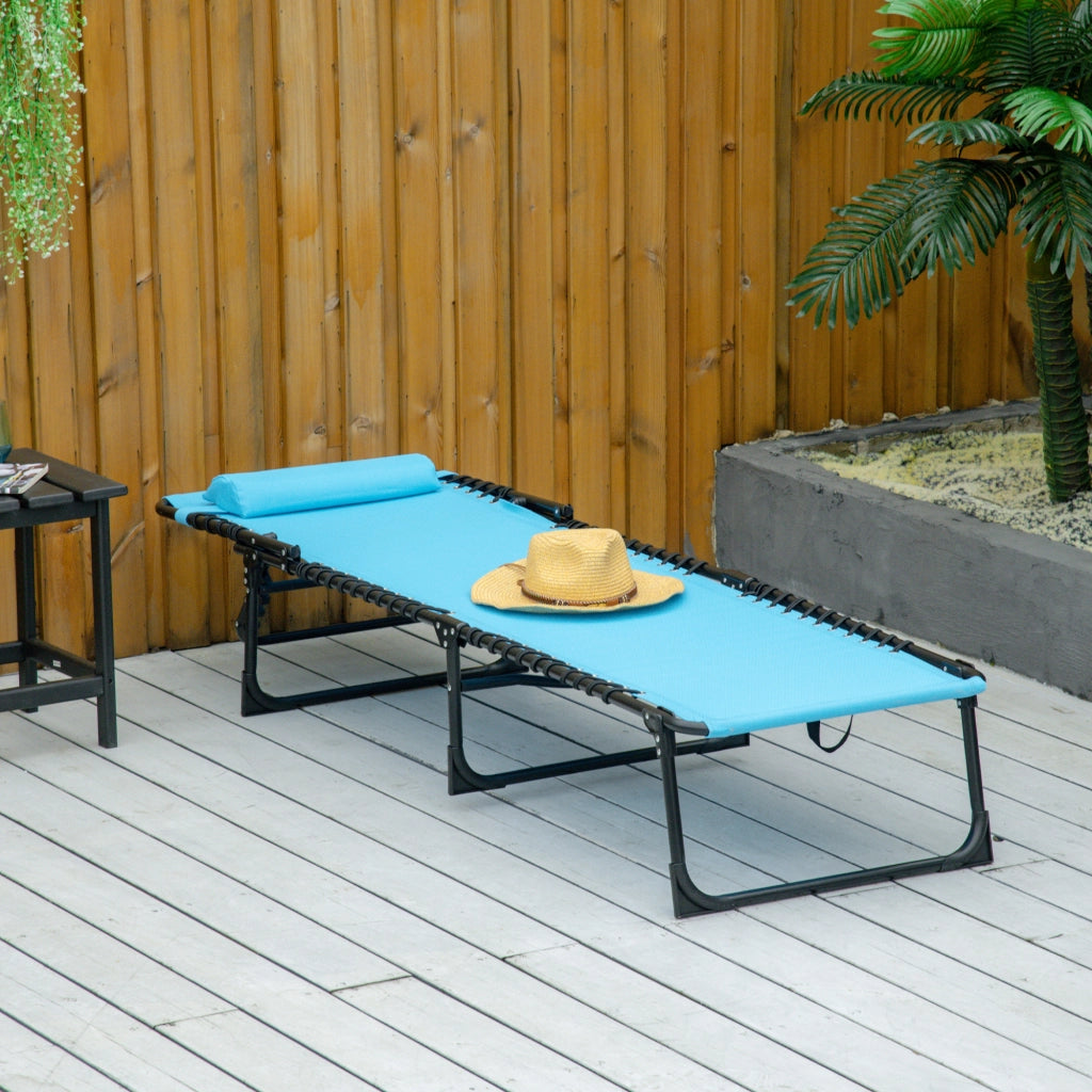 Sdraio pieghevole tessuto traspirante telaio in metallo 189×58×30cm blu