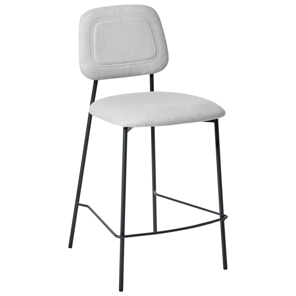 Set di sedie da bar imbottita in finto lino grigio chiaro arredi da sala da pranzo Design Glam
