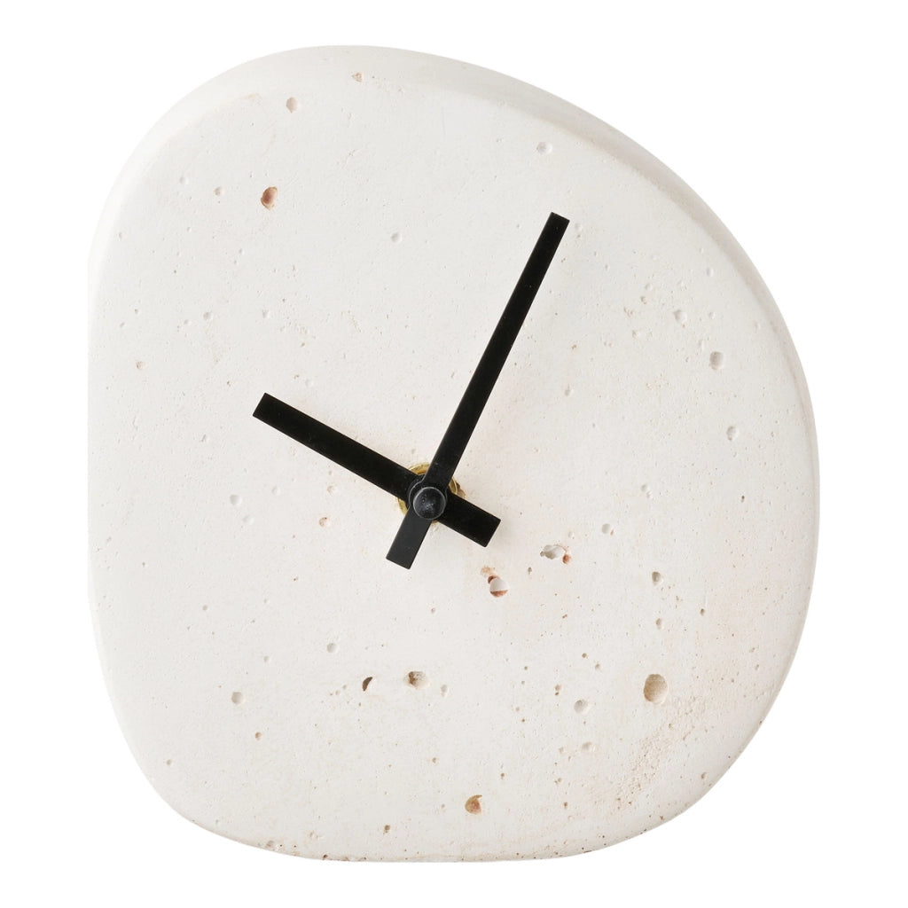 Orologio da tavolo Linz in cemento bianco forma organica 14x15 cm