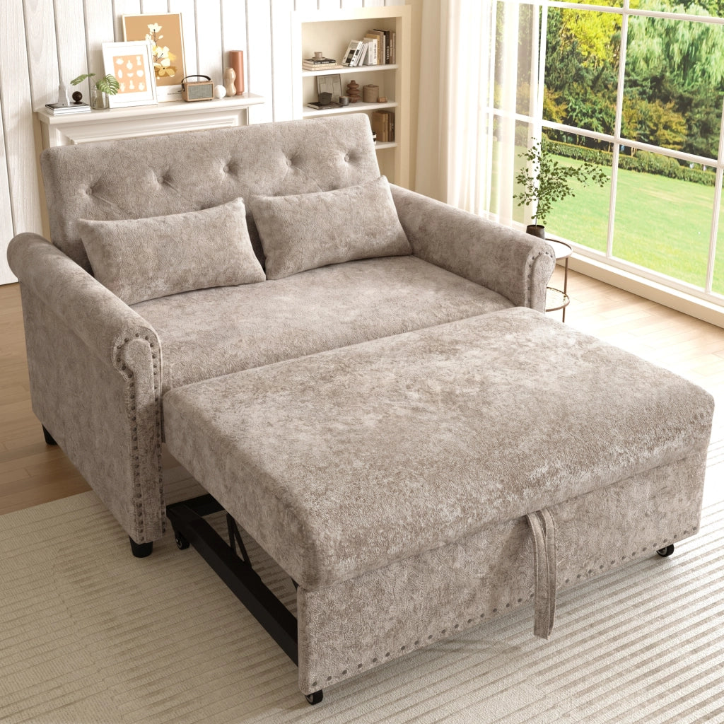 DIVANO LETTO 2 posti 3 in 1 in chenille marrone grigio